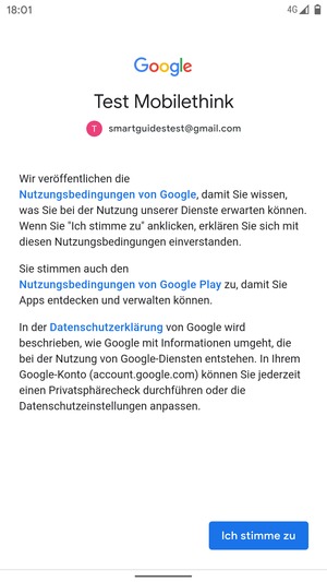Wählen Sie Ich stimme zu