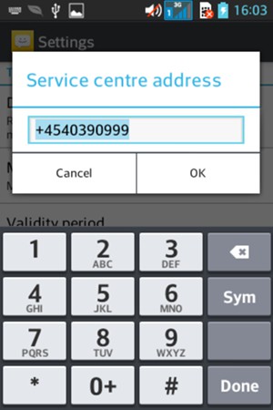 Enter the Service centre number and select OK
