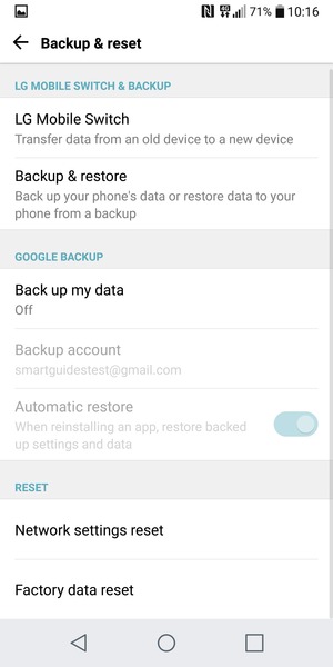 Select Back up my data