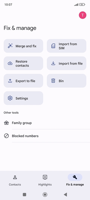 Select Import from SIM