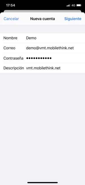 Introduzca la información necesaria y seleccione Siguiente
