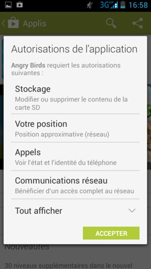 Sélectionnez ACCEPTER