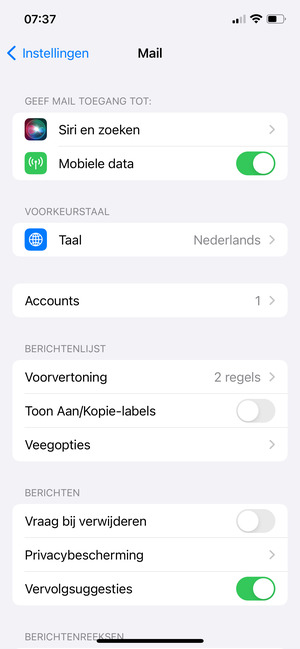 Selecteer Accounts