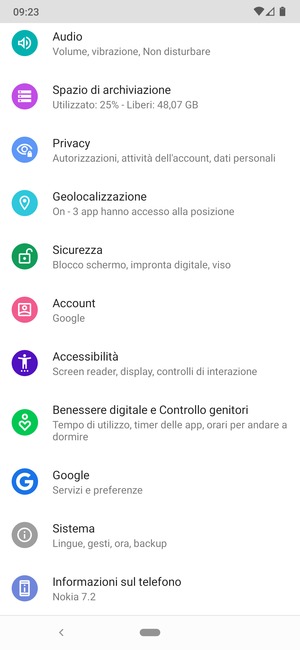Scorri e seleziona Sicurezza