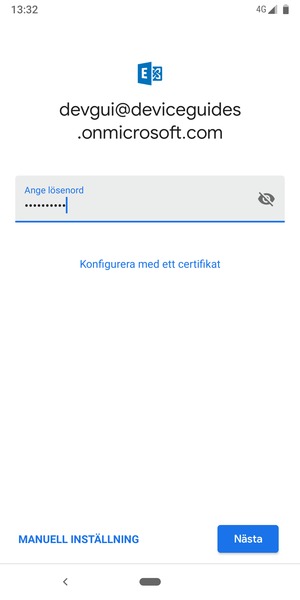 Ange ditt lösenord och välj MANUELL INSTÄLLNING