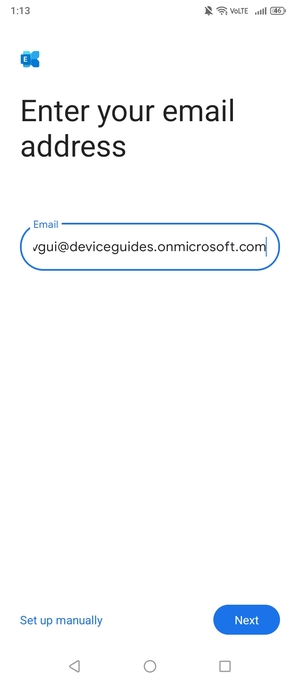 Enter your Email address and select Set up manually