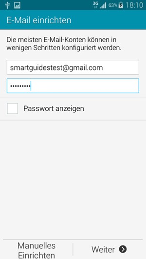 Geben Sie Ihre E-Mail-Adresse und Ihr Passwort ein. Wählen Sie Weiter