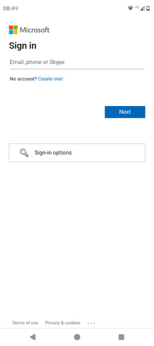 Enter your Email address and select Next