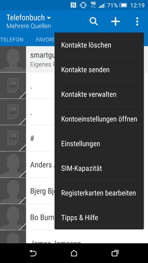 Wählen Sie Kontakte verwalten