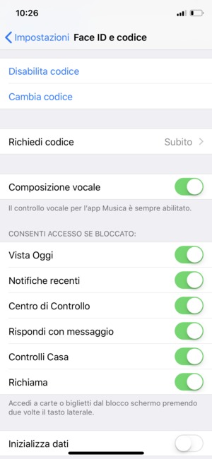 Seleziona Cambia codice
