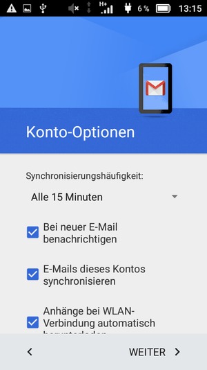 Wählen Sie WEITER