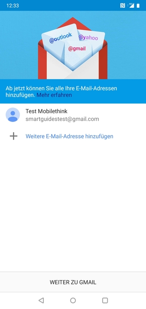 Wählen Sie WEITER ZU GMAIL