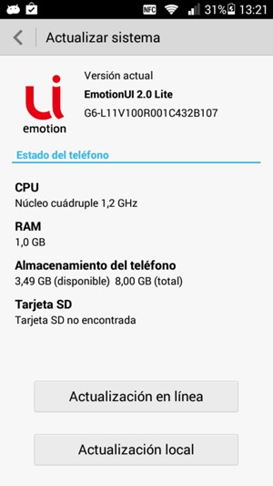 Seleccione Actualización en línea