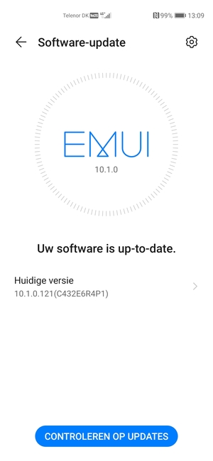 Als uw telefoon up-to-date is, zult u het volgende scherm zien