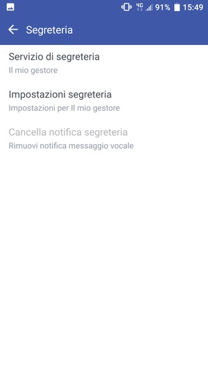 Seleziona Impostazioni segreteria