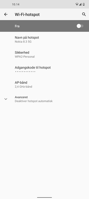 Vælg Adgangskode til hotspot