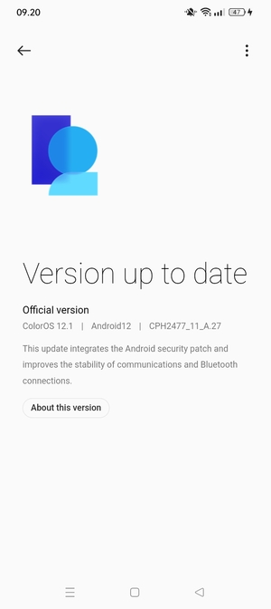 If your phone is up to date, you will see the following screen