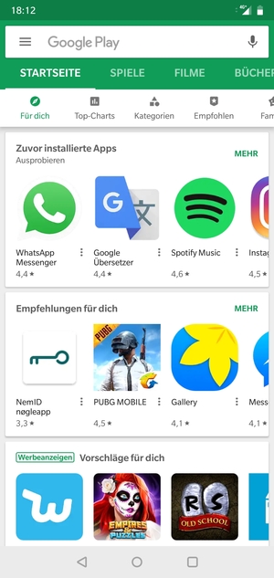 Wählen Sie die Suchleiste