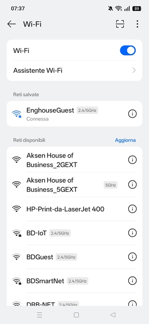 Ora sei connesso alla rete Wi-Fi