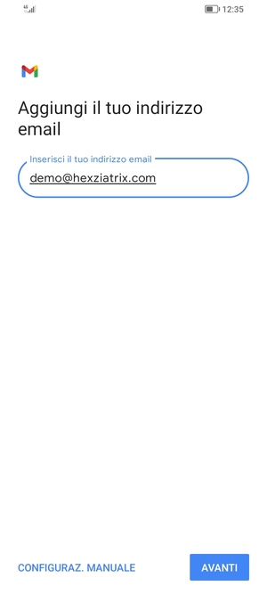 Inserisci il tuo indirizzo email e seleziona AVANTI