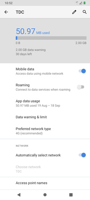 Scroll to and select Access point names