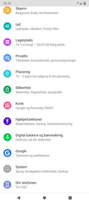 Scroll til og vælg Sikkerhed