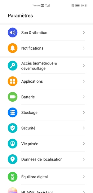 Pour activer votre écran de verrouillage, allez dans le menu Paramètres et sélectionnez Accès biométrique & déverrouillage
