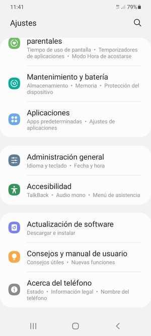 Desplácese y seleccione Actualización de software