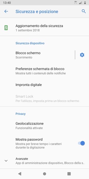 Scorri e seleziona Geolocalizzazione