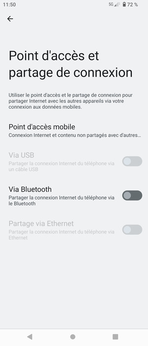 Sélectionnez Point d'accès mobile