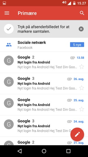 Din Gmail er klar til brug