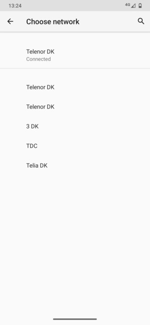 Select a network operator from the list