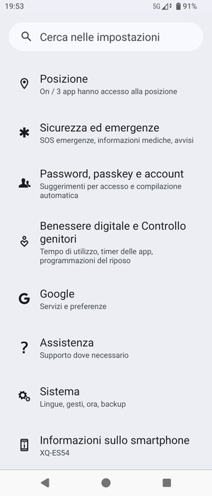 Scorri e seleziona Sistema