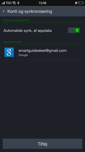 Vælg din Google konto