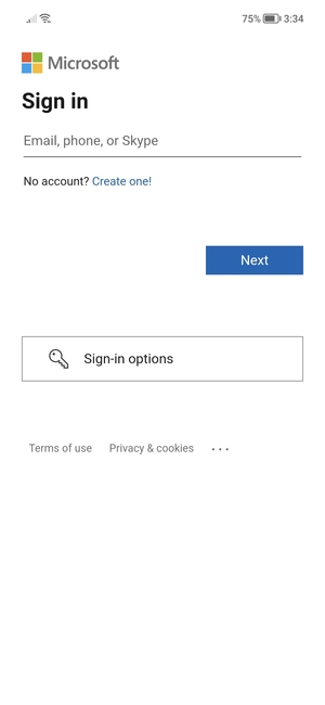 Enter your Hotmail address and select Next