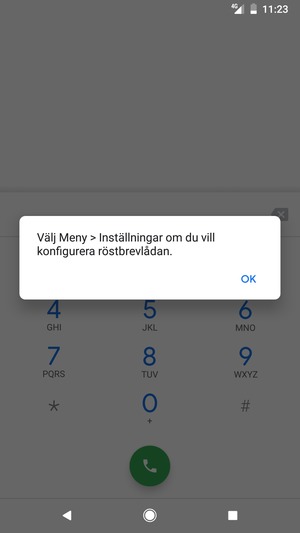Om din röstbrevlåda inte är installerad, välj OK