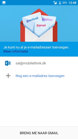 Selecteer BRENG ME NAAR GMAIL