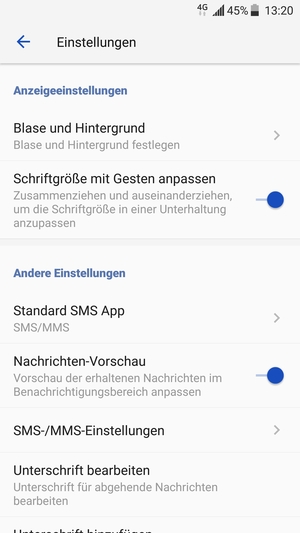 Scrollen Sie und wählen Sie SMS-/MMS-Einstellungen