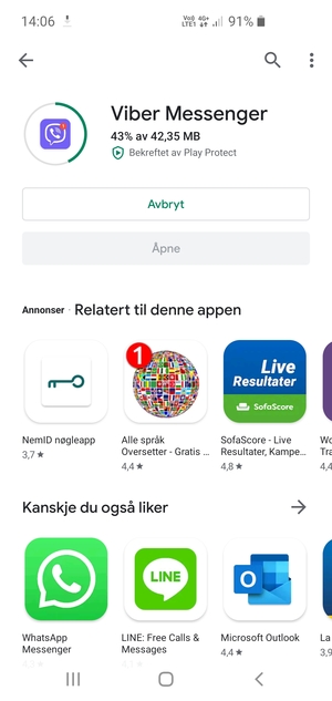 Vent til installasjonen er ferdig