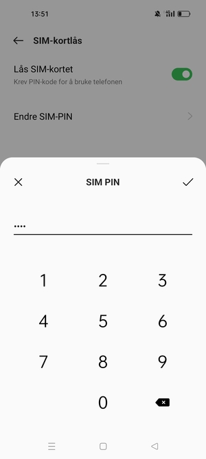 Bekreft din nye PIN-kode for SIM-kort og velg OK