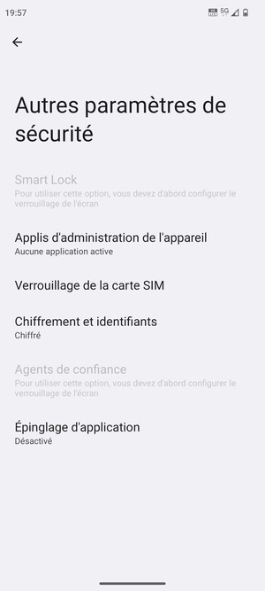 Sélectionnez Verrouillage de la carte SIM