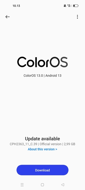 If your phone is up to date, you will see the following screen