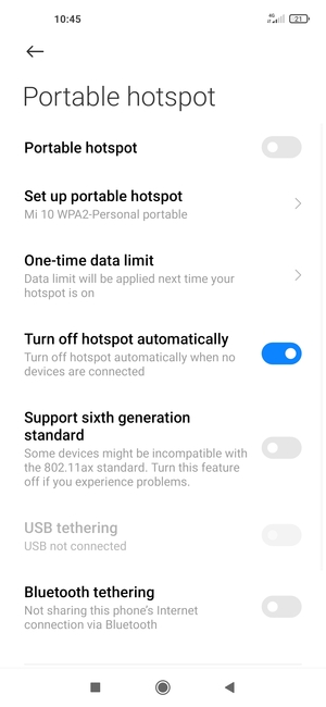 Select Set up portable hotspot