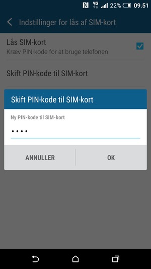 Indtast din Nye PIN-kode til SIM-kort og vælg OK