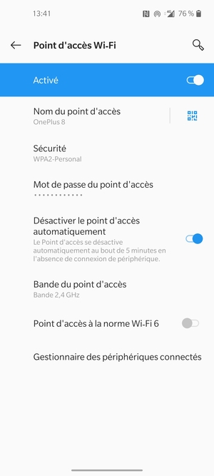 Votre téléphone est maintenant configuré pour être utilisé comme modem
