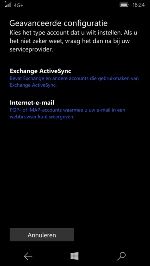 Selecteer Internet-e-mail