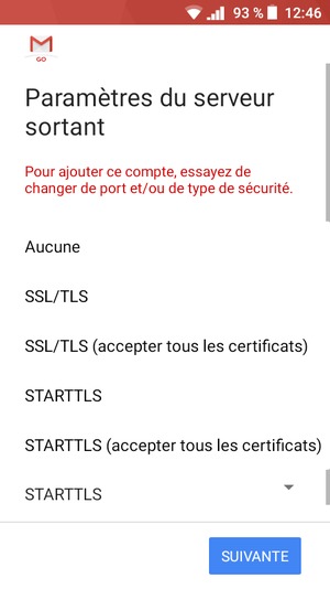 Sélectionnez Aucune puis SUIVANTE