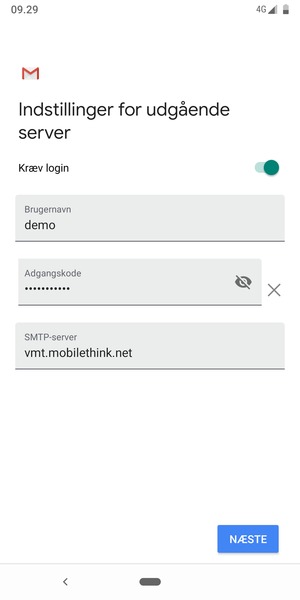 Indtast udgående serveradresse