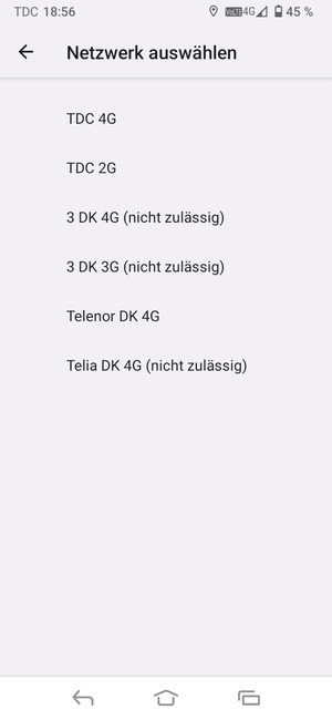 Wählen Sie einen Netzbetreiber von der Liste