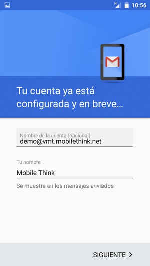 Déle a su cuenta un nombre y escriba su nombre. Seleccione SIGUIENTE